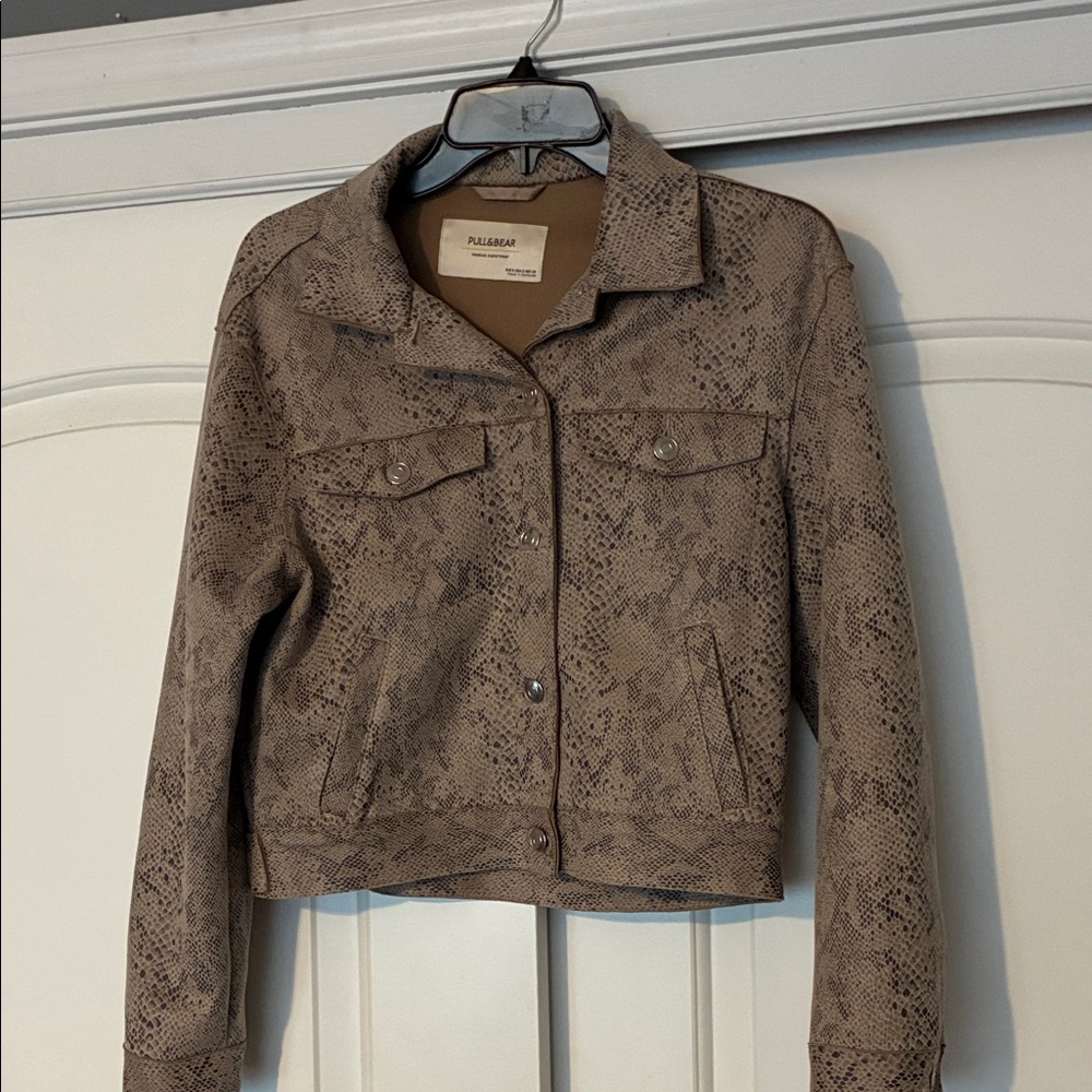 Pull&Bear Brown Snakeskin Jean Jacket